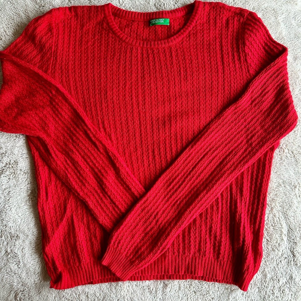 United Colors Of Benetton Red Crew Neck Sweater Small